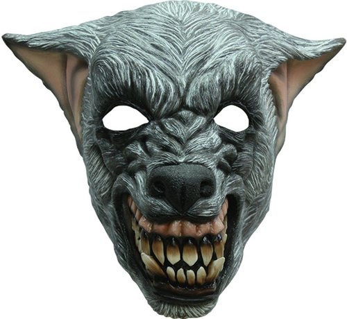 Ghoulish productions Masker Wolf Silver voor volwassenen + Fake bloed
