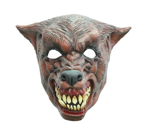 Ghoulish productions Masker Brown Wolf voor volwassenen + Fake bloed