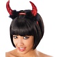 Diadeem Devil Pailletten/pluche Rood