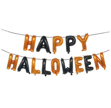 Folieballonen Happy halloween "Oranje/Zwart" 40 cm