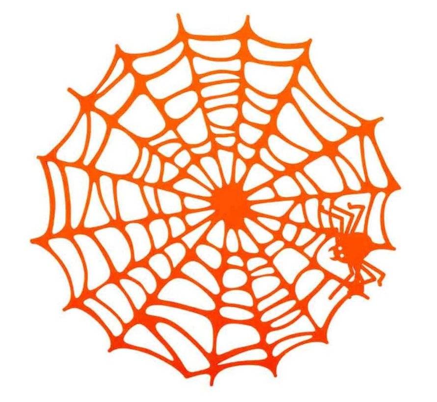 Spinnenweb Met Spin 38 Cm Nylon Oranje
