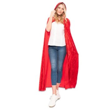 Cape met capuchon velours "Rood"