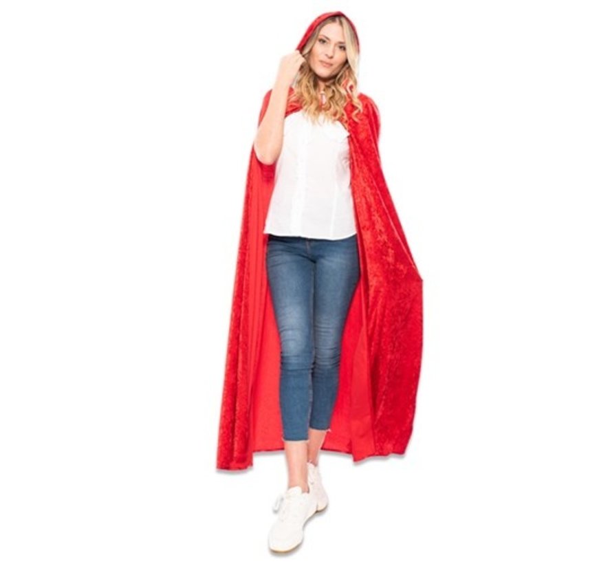 Cape met capuchon velours "Rood"