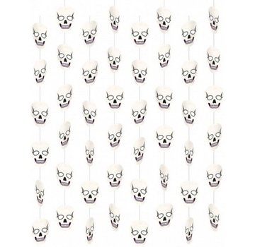 Amscan Decoratieslinger Skulls 130 cm papier wit/zwart 8 stuks