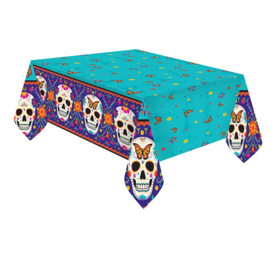 Tafelkleed Day Of The Dead 120 x 180 cm turquoise/paars