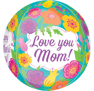 Anagram Orbz Folieballon Tropical Flowers Love You Mom! 38 X 40 cm