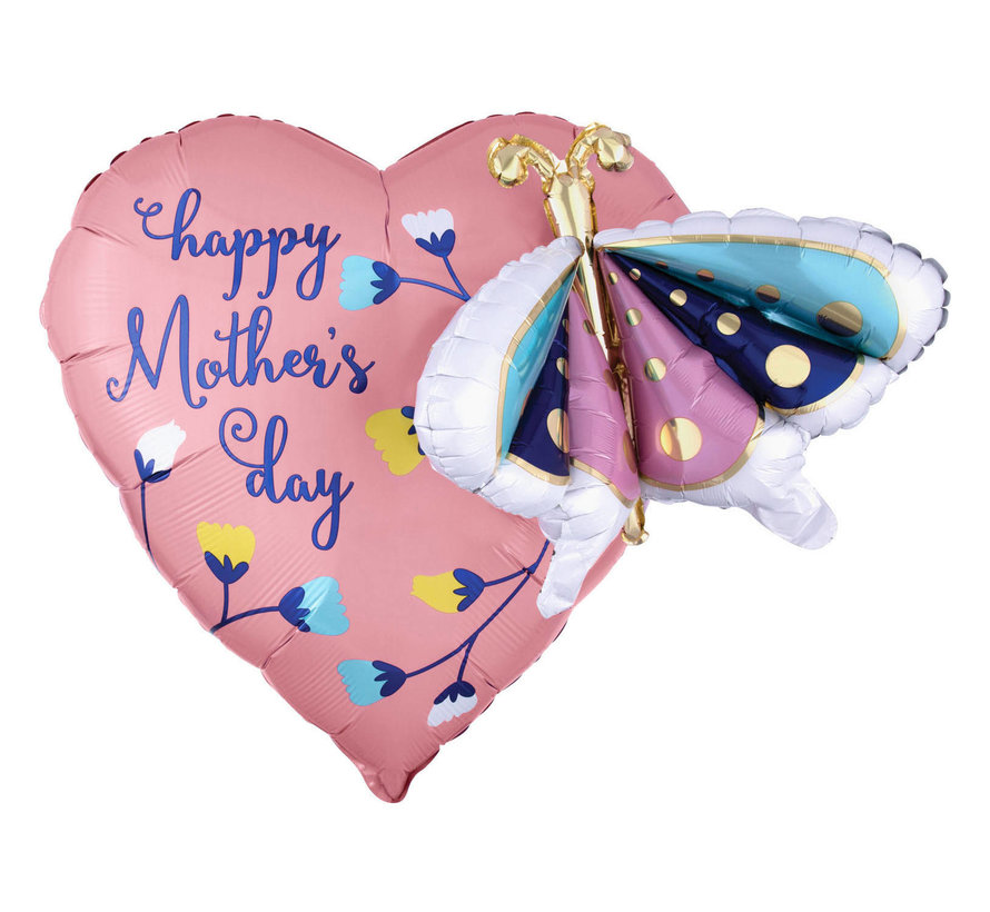 SuperShape Folieballon Happy Mother's Day 60 X 66 cm Zalmroze