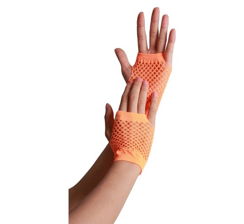 PartyXclusive Vingerloze handschoen net Oranje