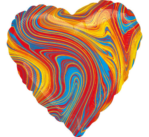 Anagram Folieballon Marblez "Colorful Heart" 45 cm