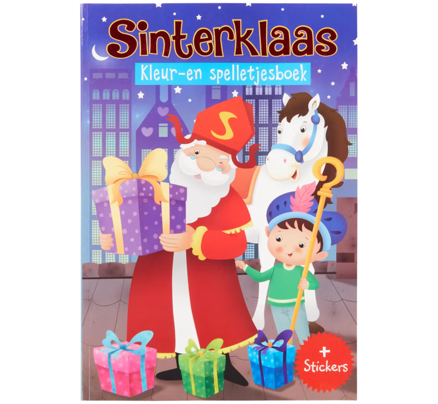 Kleur- en Spelletjesboek Met stickers Sinterklaas