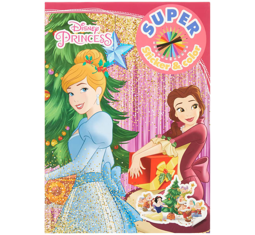 Disney Kerst Super Sticker & Color Kleurboek "Princess"