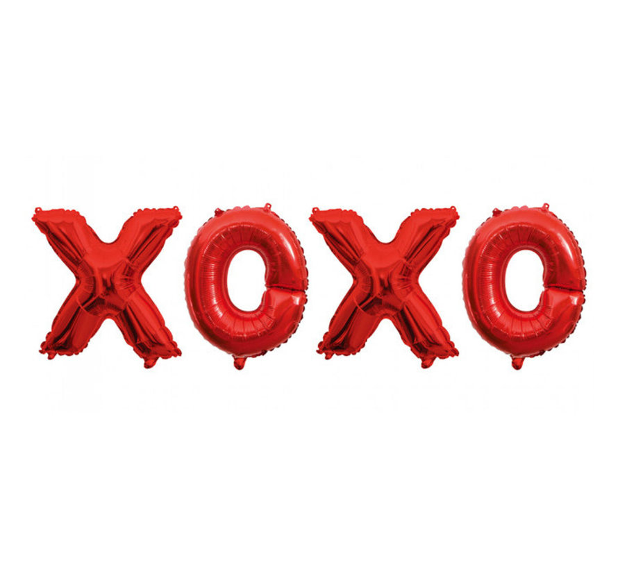 Ballonnen set "XOXO" rood  +/- 40 cm