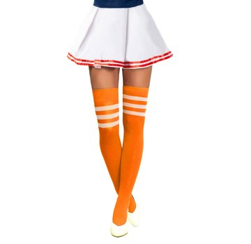 PartyXclusive Cheerleader Kniekousen Neon Oranje/Wit