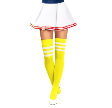 PartyXclusive Cheerleader Kniekousen Neon Geel/Wit