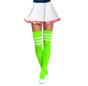 PartyXclusive Cheerleader Kniekousen Neon Groen/Wit