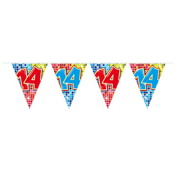 Folat Mini vlaggenlijn Birthday Blocks 14 jaar