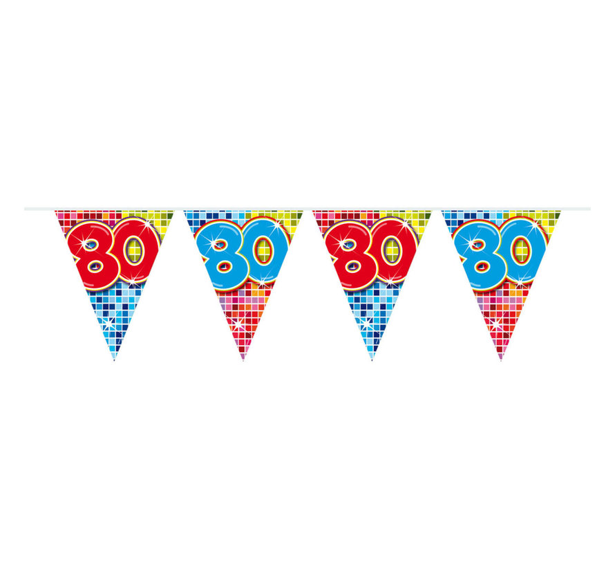 Mini vlaggenlijn Birthday Blocks 80 jaar