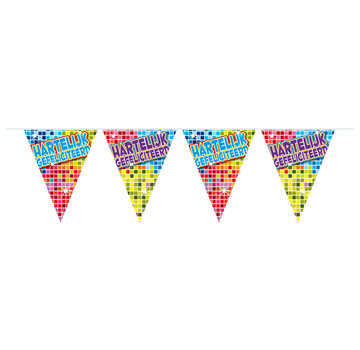Folat Mini vlaggenlijn Birthday Blocks Hartelijk gefeliciteerd