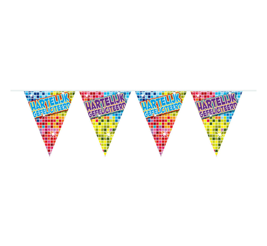 Mini vlaggenlijn Birthday Blocks Hartelijk gefeliciteerd