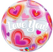 Qualatex Bubble Folieballon Love You Doodle Hearts 56 X 56 cm