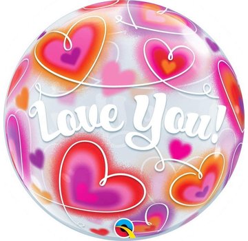 Qualatex Bubble Folieballon Love You Doodle Hearts 56 X 56 cm