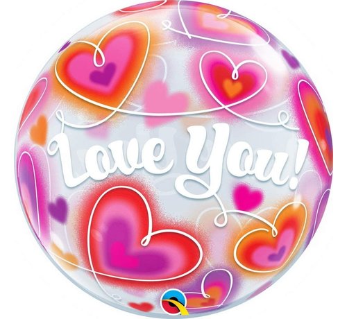 Qualatex Bubble Folieballon Love You Doodle Hearts 56 X 56 cm