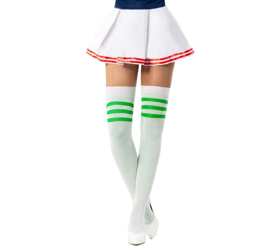 Cheerleader Kniekousen Wit/Groen