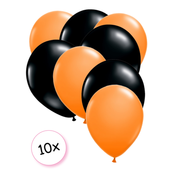 We Fiesta Ballonnen Oranje & Zwart 10 stuks 30 cm