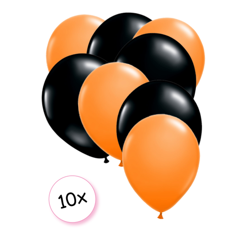 We Fiesta Ballonnen Oranje & Zwart 10 stuks 30 cm
