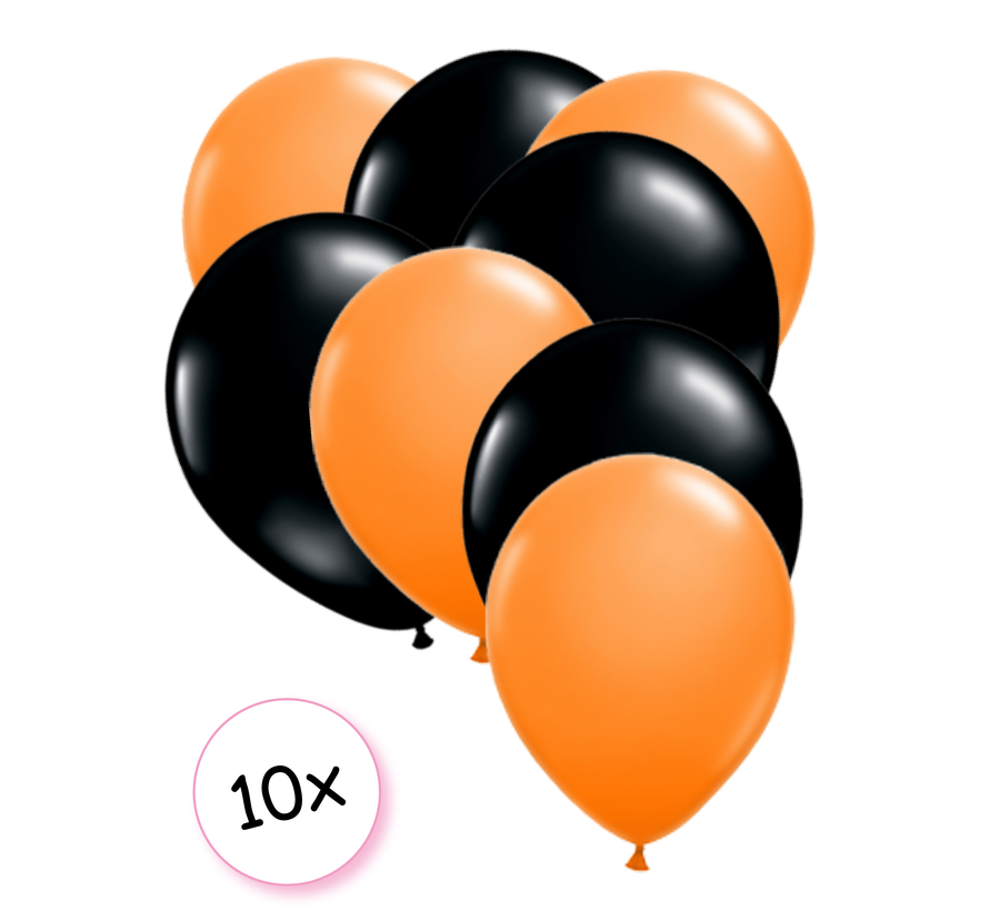 Ballonnen Oranje & Zwart 10 stuks 30 cm