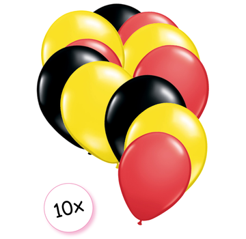 We Fiesta Ballonnen Zwart, Geel & Rood 10 stuks 30 cm