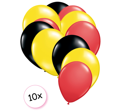 We Fiesta Ballonnen Zwart, Geel & Rood 10 stuks 30 cm