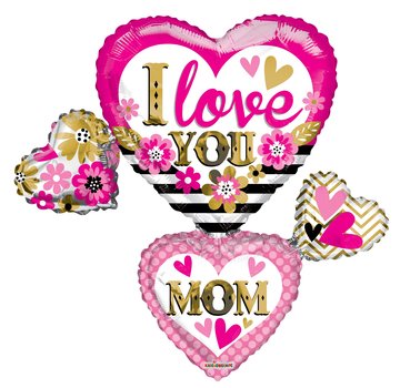 Conver USA Folieballon "I love you mom many  hearts" 91 cm