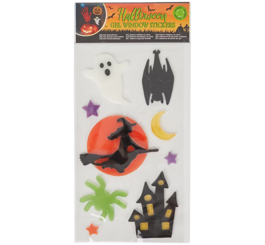 Halloween gel raamstickers "Heks"