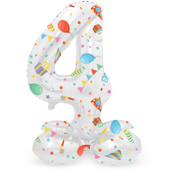 Folat Staande Folieballon Cijfer 4 Joyful Party - 41 cm