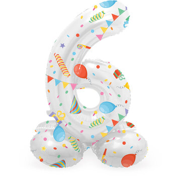 Folat Staande Folieballon Cijfer 6 Joyful Party - 41 cm