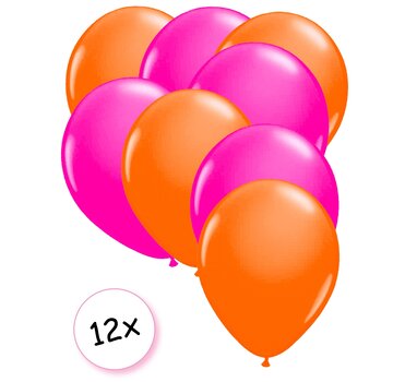 Joni's Glow-Shop Ballonnen Neon Oranje & Neon Roze 12 stuks 25 cm