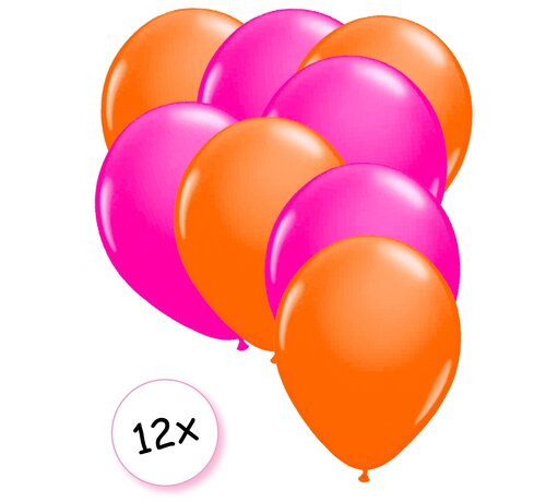 Joni's Glow-Shop Ballonnen Neon Oranje & Neon Roze 12 stuks 25 cm