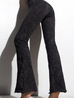 High Waist Flare Legging Grey/Black Tribal