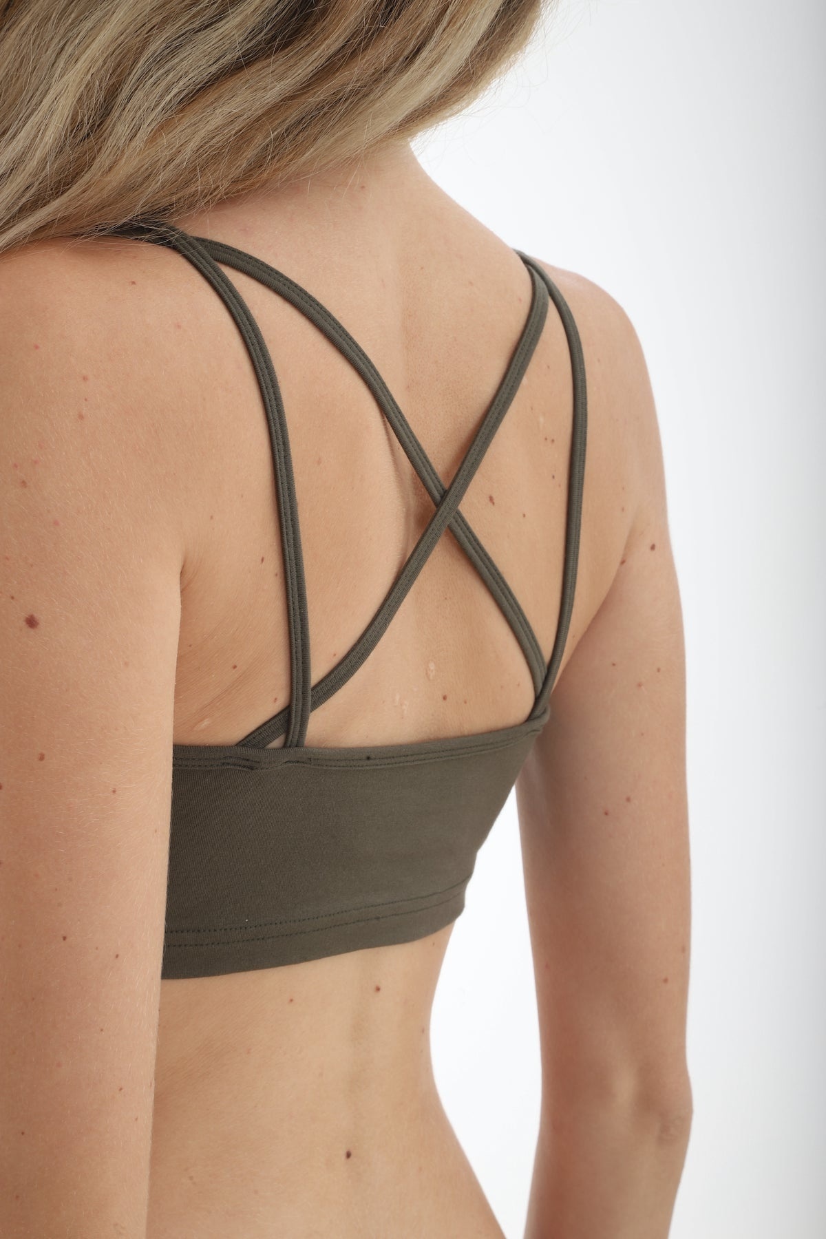 Cross Back Bra Olive - I love yoga