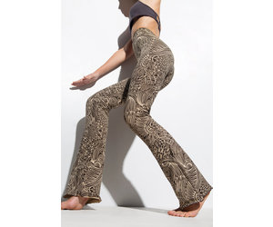 Funky Simplicity - Duurzame Yoga Kleding High Waist Flare Legging  Cream/Brown Tribal