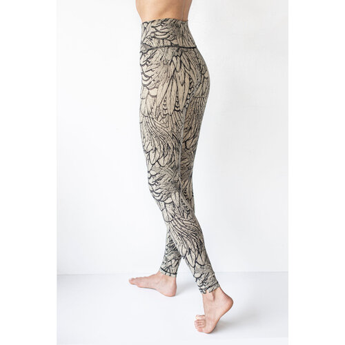 Funky Simplicity - Duurzame Yoga Kleding Hoge Taille Legging Cream Zwart Feather Funky Simplicity - Duurzame Yoga Kleding Hoge Taille Legging Cream Zwart Feather