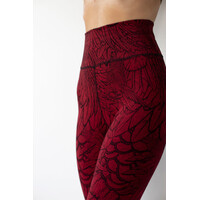 Hoge Taille Legging Rood Zwart Feather