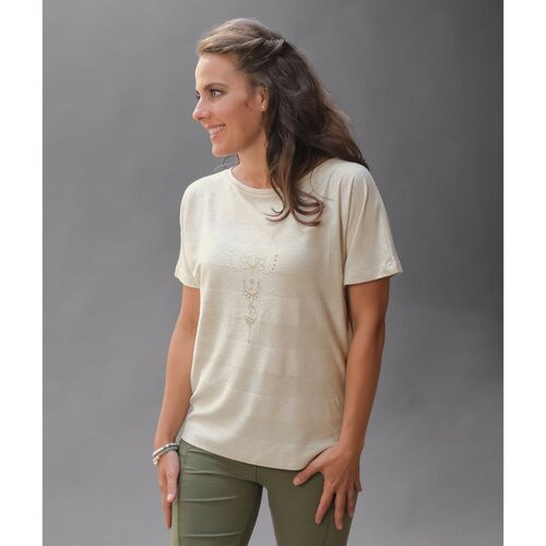 The Spirit of Om- Yoga Kleding van Biologisch Katoen Shirt Beige Melange Gold