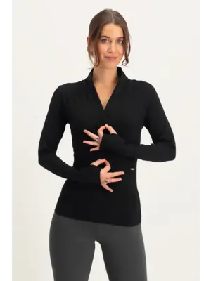 Urban Goddess - Duurzame Yoga- Pilates en Active Kleding Ishtar Longsleeve Yoga Shirt  Zwart