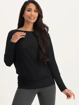 Urban Goddess - Duurzame Yoga- Pilates en Active Kleding Budhi Longsleeve Yoga Shirt Zwart