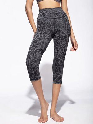 Funky Simplicity - Duurzame Yoga Kleding Feather Capri 3/4 Leggings Grey Black