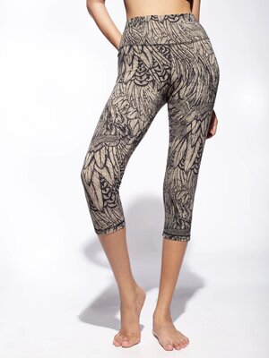 Funky Simplicity - Duurzame Yoga Kleding Feather Capri 3/4 Leggings Cream Black