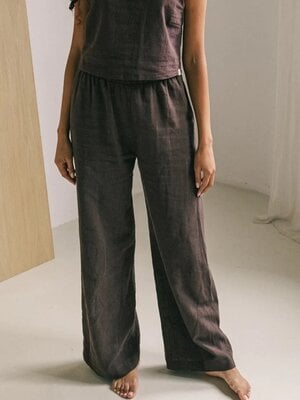 The View Yoga- Verantwoorde Yoga en Lounge Kleding Teya Linnen Broek Bruin