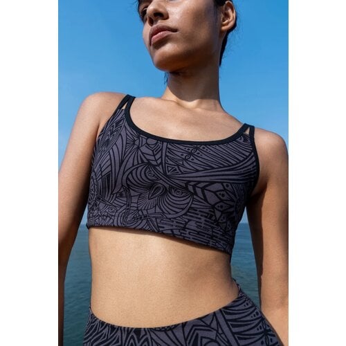 Funky Simplicity - Duurzame Yoga Kleding Cross Back Bra Tribal Grey Black Funky Simplicity - Duurzame Yoga Kleding Cross Back Bra Tribal Grey Black